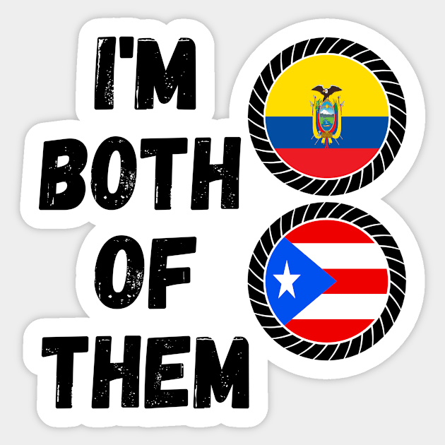 Half Puerto Rican Half Ecuadorian Heritage Ecuador Roots & Puerto Rico DNA Family Flag Design Sticker by OriginalGiftsIdeas